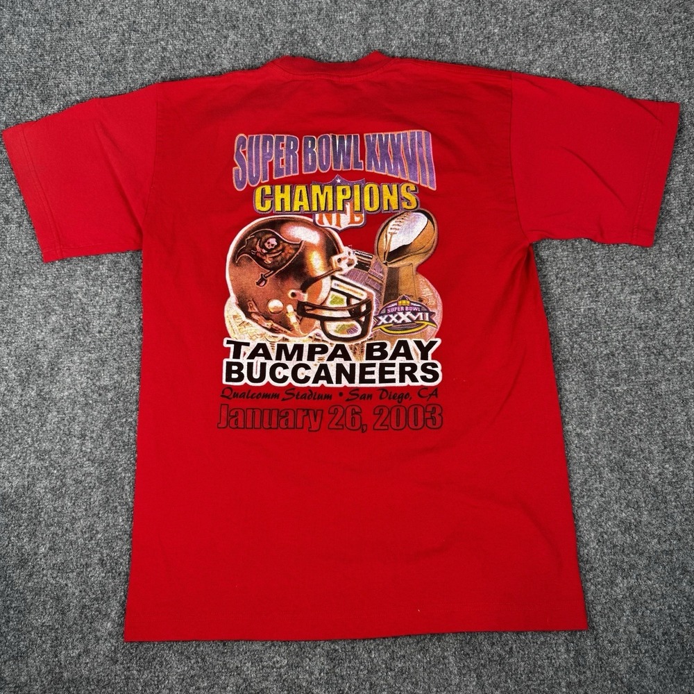 Tampa‎ Bay Buccaneers Super Bowl XXXVII 2003 Vintage Red T-shirt Size M NFL